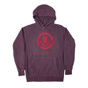 NEFF Mens Pigment Hoodie Corporate Logo Pullover Fleece in Sangria Wine …